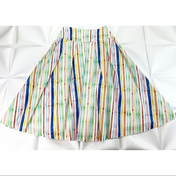 Brooke Wright Womens Sz 2 Rainbow Striped Colorful A Line Skirt Lottie Bow Belt - Picture 7 of 12